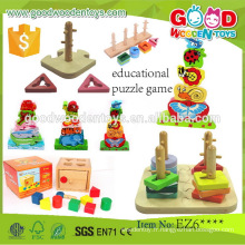 EN71 / ASTM top vente bloc de puzzle en bois coloré OEM / ODM jeu de puzzle éducatif pour enfants